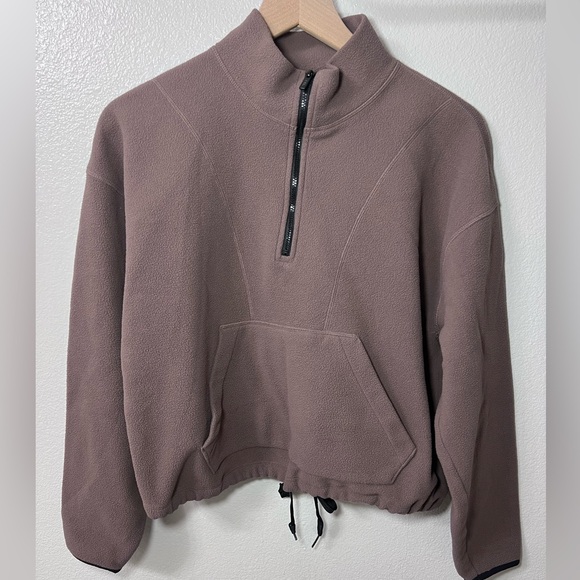 PINK Tops - Victorias Secret Pink Mocha Brown Fleece 1/4 Zip Pullover Sweatshirt Medium